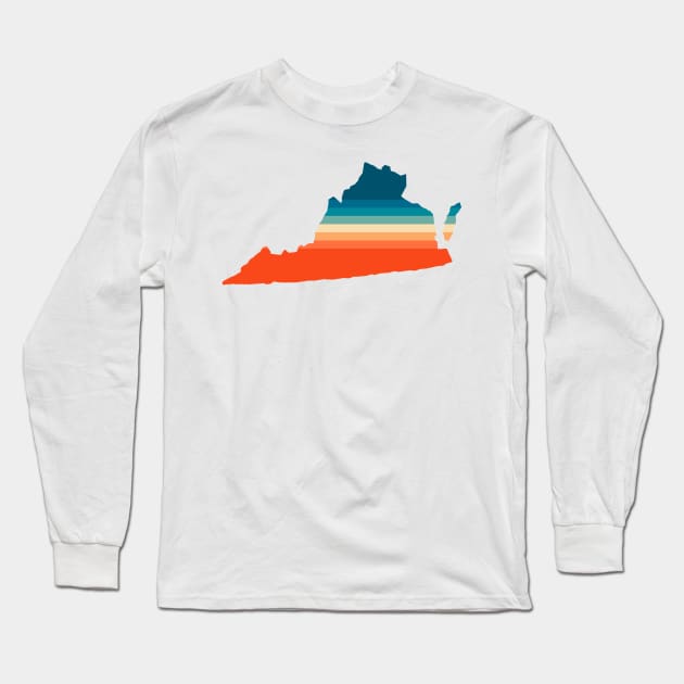 Virginia State Retro Map Long Sleeve T-Shirt by n23tees